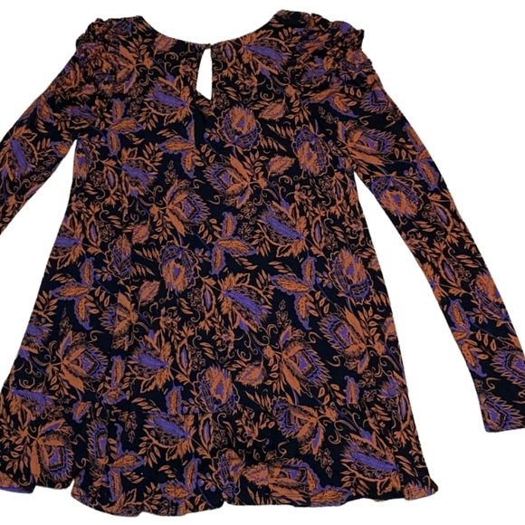 Free People Dresses & Skirts - FREE PEOPLE Floral Long Sleeve  Dress - Black and Purple